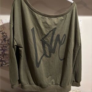 Off Shoulder Love Graphic Sweatshirt